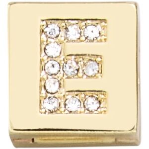 BaubleBar Gold Initial Charm with Crystals Square Hinge Letter Bead - E